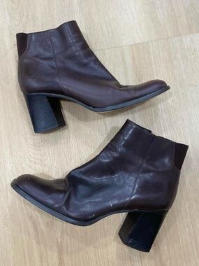 Nine West espresso brown leather ankle boots size 7 #ankleboots